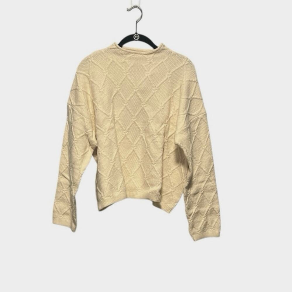Old Navy Mock Neck Diamond Stitch Cable Knit Sweater Cream NWT Size Medium - Picture 2 of 10